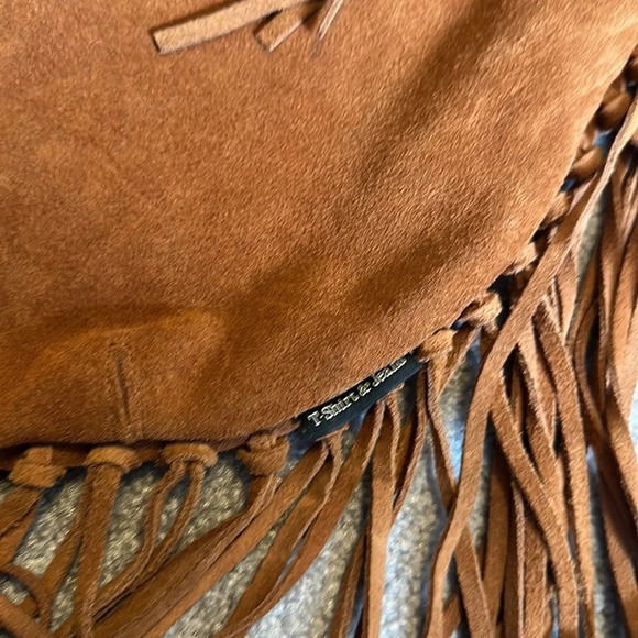 Tshirt & Jeans Genuine Suede Leather Fringe Oversized Boho Bag - Picture 7 of 7